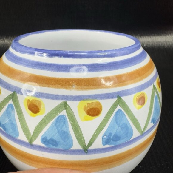 Hand Made Italian Art Pottery Signed TERRAGLIA Round Dish Bowl Vase Made Italy - Picture 4 of 9